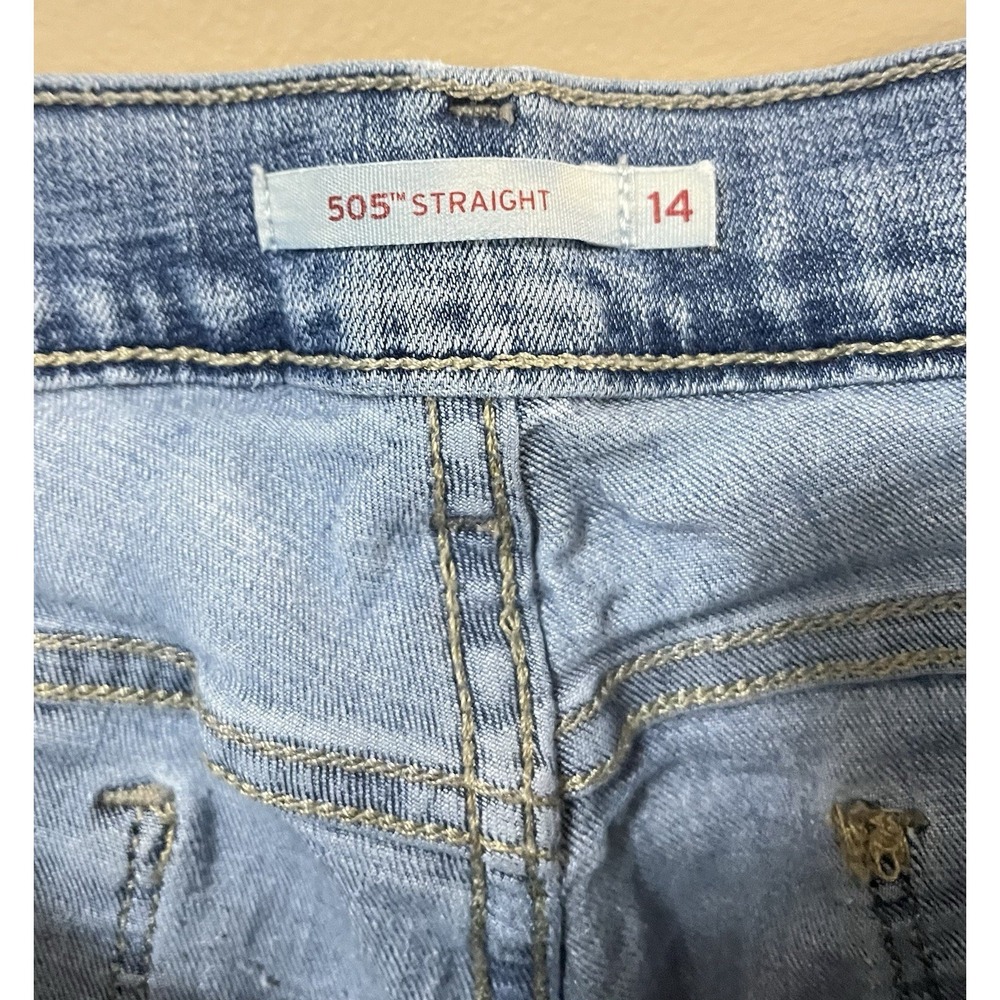 Levi's 505 Straight Leg Women's Size 14 Short W34 x L28.5 Light Wash Stretch - Picture 5 of 7